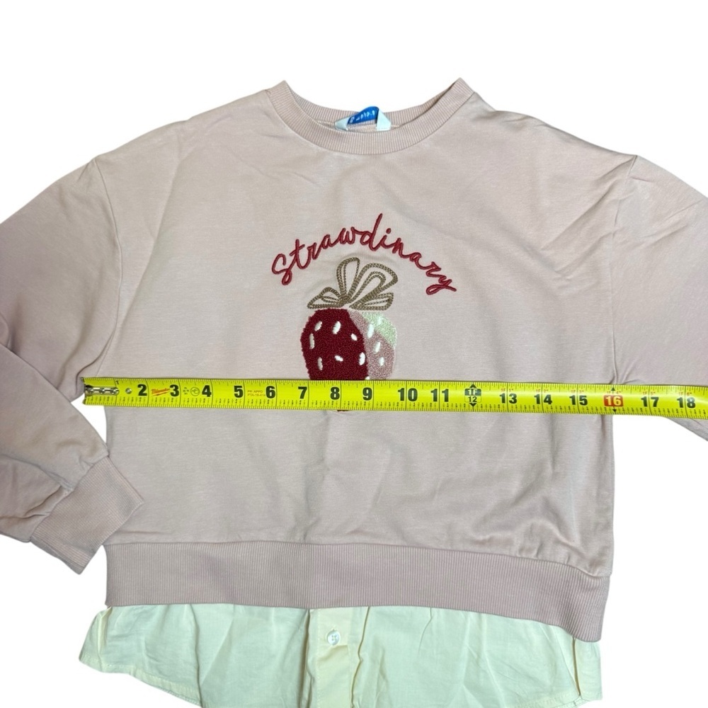 Mayoral Girls Strawberry Sweatshirt Layered Hem Top Size 8 - Picture 7 of 8